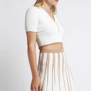 Outlet Aje ATHLETICA Pleated Knit Mini Skirt 611 White/Beige
