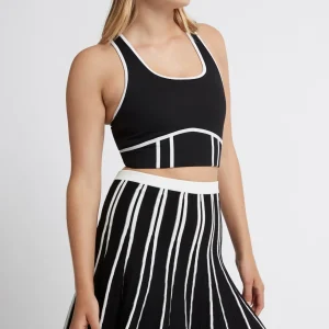 Online Aje ATHLETICA Pleated Knit Mini Skirt 611 Black/White