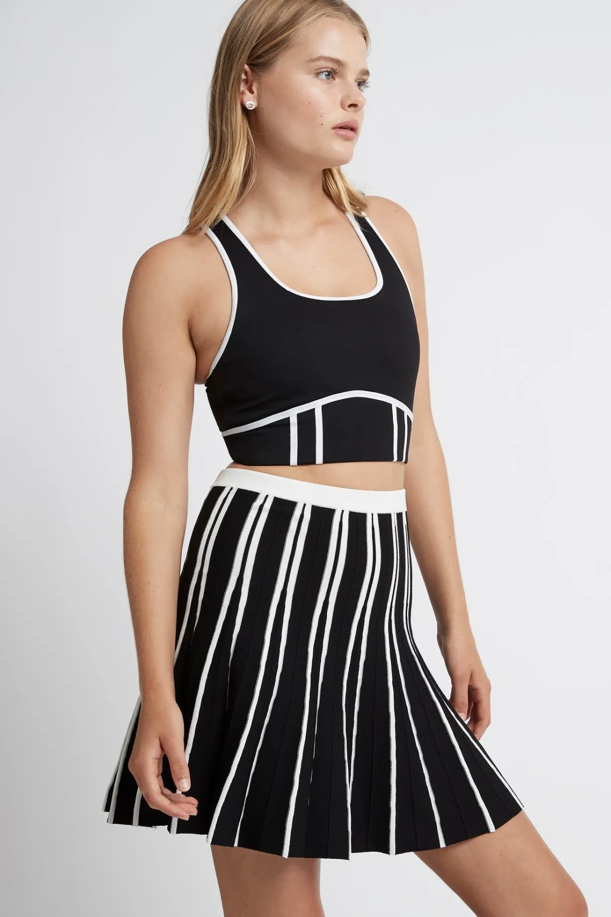 pleated_knit_mini_skirt__2.webp Online Aje ATHLETICA Pleated Knit Mini Skirt 611 Black/White