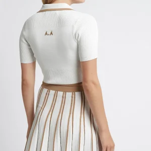 Outlet Aje ATHLETICA Pleated Knit Mini Skirt 611 White/Beige
