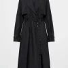 Hot Aje ATHLETICA Pleated Trench Coat 703 Black