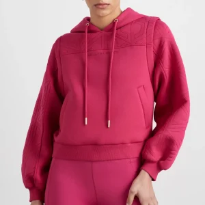 Cheap Aje ATHLETICA Quilted Logo Scuba Hoodie 418 Berry