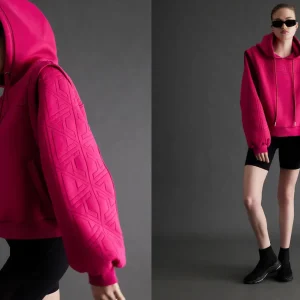 Cheap Aje ATHLETICA Quilted Logo Scuba Hoodie 418 Berry