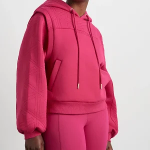 Cheap Aje ATHLETICA Quilted Logo Scuba Hoodie 418 Berry