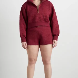 Online Aje ATHLETICA Quilted Scuba Hoodie 729 Burnt Burgundy