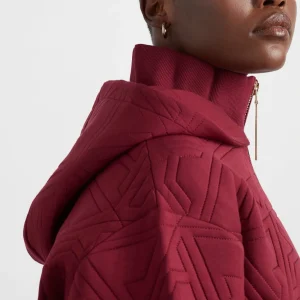 Online Aje ATHLETICA Quilted Scuba Hoodie 729 Burnt Burgundy