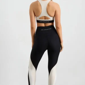 New Aje ATHLETICA Quilted Zip Front Bra 304 Moonstone Grey / Ecru / Black
