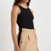 Fashion Aje ATHLETICA Racer Split Knit Top 107 Black / White