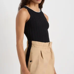 Fashion Aje ATHLETICA Racer Split Knit Top 107 Black / White