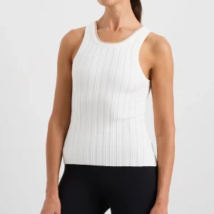 Discount Aje ATHLETICA Racer Split Knit Top 107 White/Natural Tan