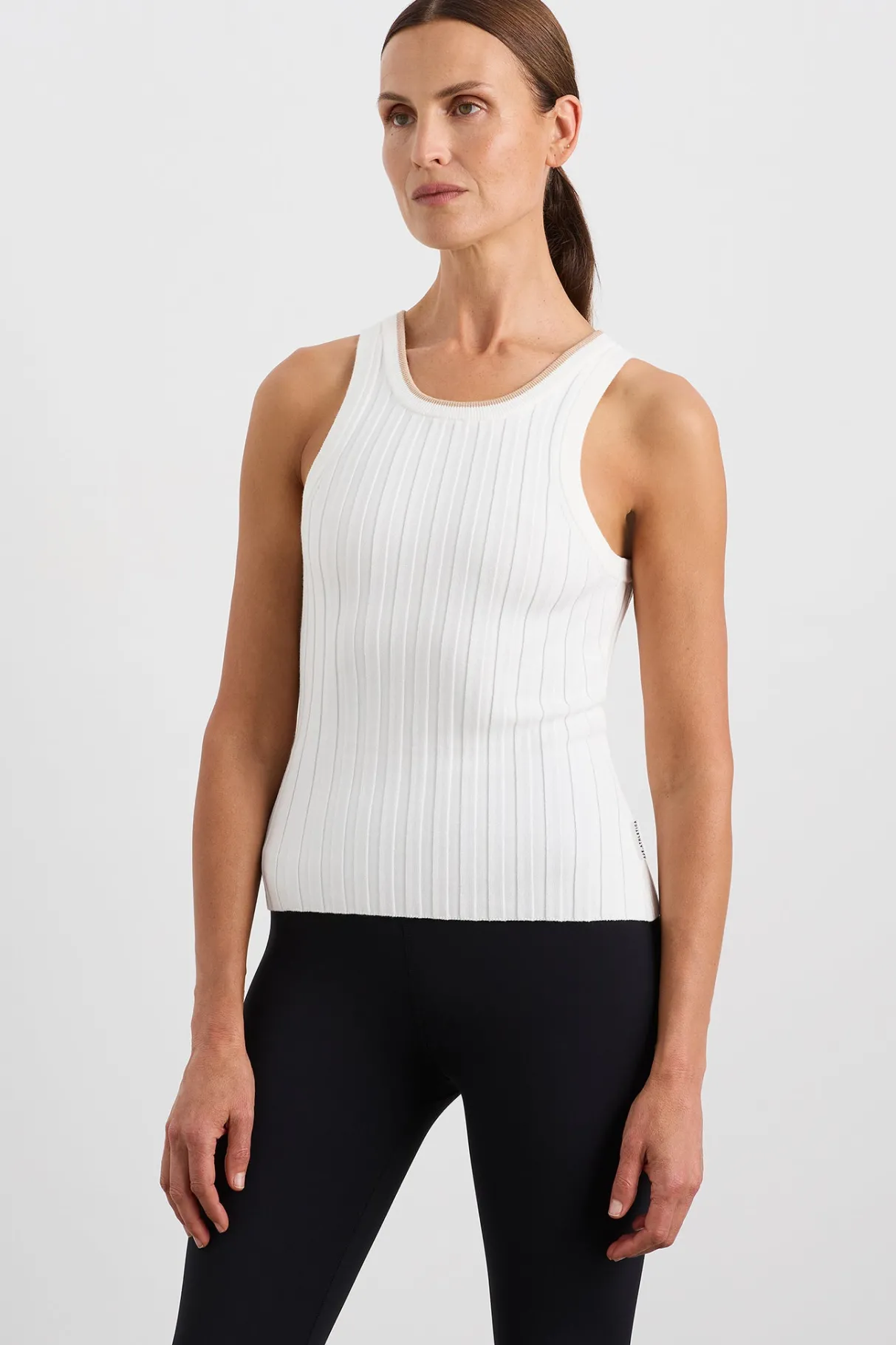 racer_split_knit_top__0.webp Discount Aje ATHLETICA Racer Split Knit Top 107 White/Natural Tan
