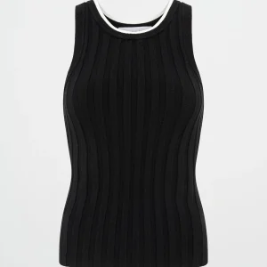 Fashion Aje ATHLETICA Racer Split Knit Top 107 Black / White