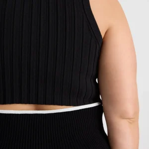 Fashion Aje ATHLETICA Racer Split Knit Top 107 Black / White