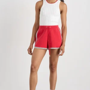 New Aje ATHLETICA Racer Split Knit Top 107 White / Passionate Red