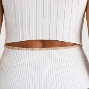 Discount Aje ATHLETICA Racer Split Knit Top 107 White/Natural Tan
