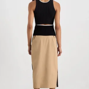 Fashion Aje ATHLETICA Racer Split Knit Top 107 Black / White