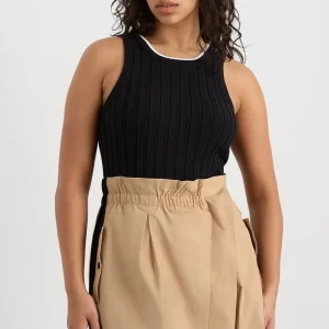 Fashion Aje ATHLETICA Racer Split Knit Top 107 Black / White