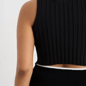 Fashion Aje ATHLETICA Racer Split Knit Top 107 Black / White