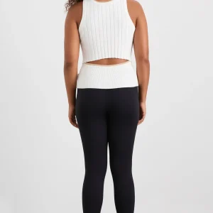 Discount Aje ATHLETICA Racer Split Knit Top 107 White/Natural Tan