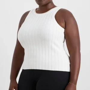 Discount Aje ATHLETICA Racer Split Knit Top 107 White/Natural Tan