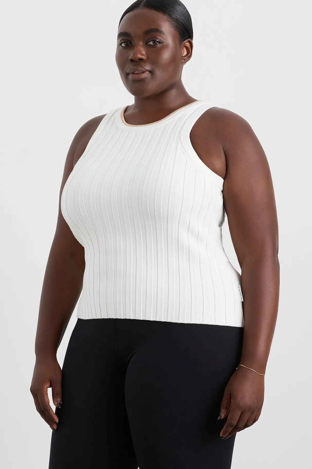 racer_split_knit_top__9.webp Discount Aje ATHLETICA Racer Split Knit Top 107 White/Natural Tan