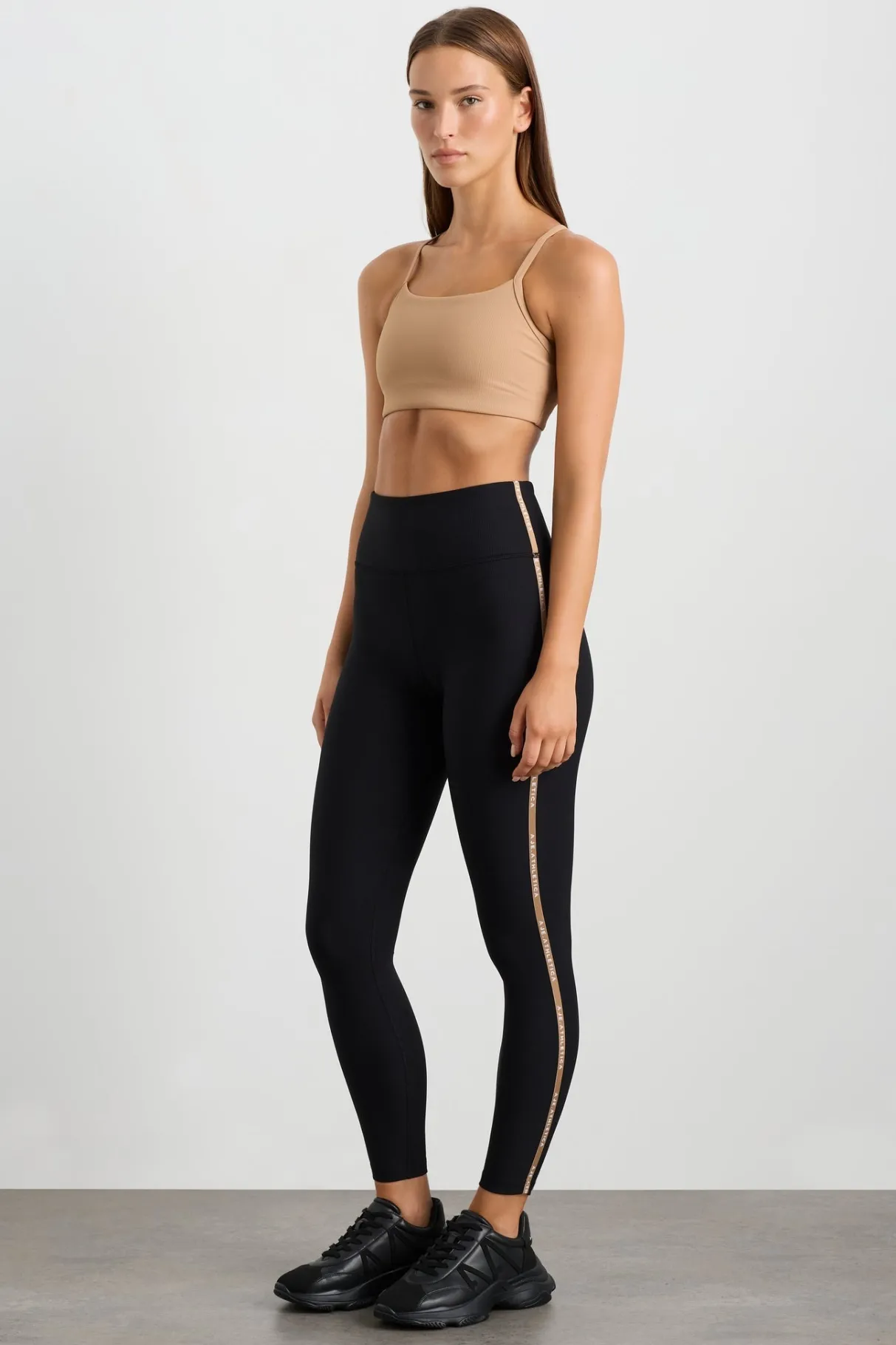 ribbed_logo_ankle_length_legging__0.webp Best Sale Aje ATHLETICA Ribbed Logo Ankle Length Legging 203 Black/Natural Tan