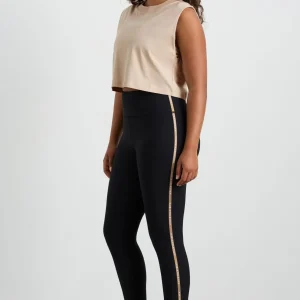 Best Sale Aje ATHLETICA Ribbed Logo Ankle Length Legging 203 Black/Natural Tan