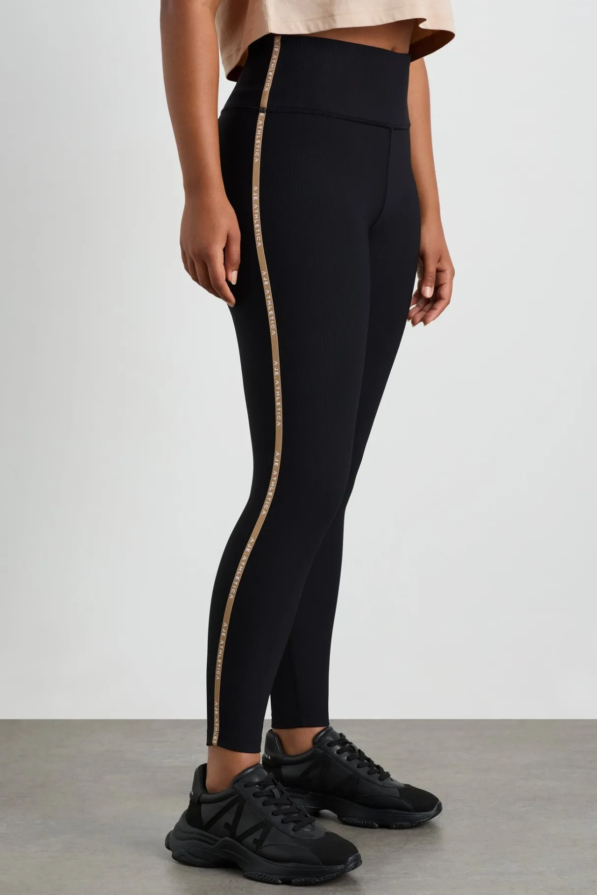 ribbed_logo_ankle_length_legging__6.webp Best Sale Aje ATHLETICA Ribbed Logo Ankle Length Legging 203 Black/Natural Tan