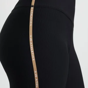 Best Sale Aje ATHLETICA Ribbed Logo Ankle Length Legging 203 Black/Natural Tan