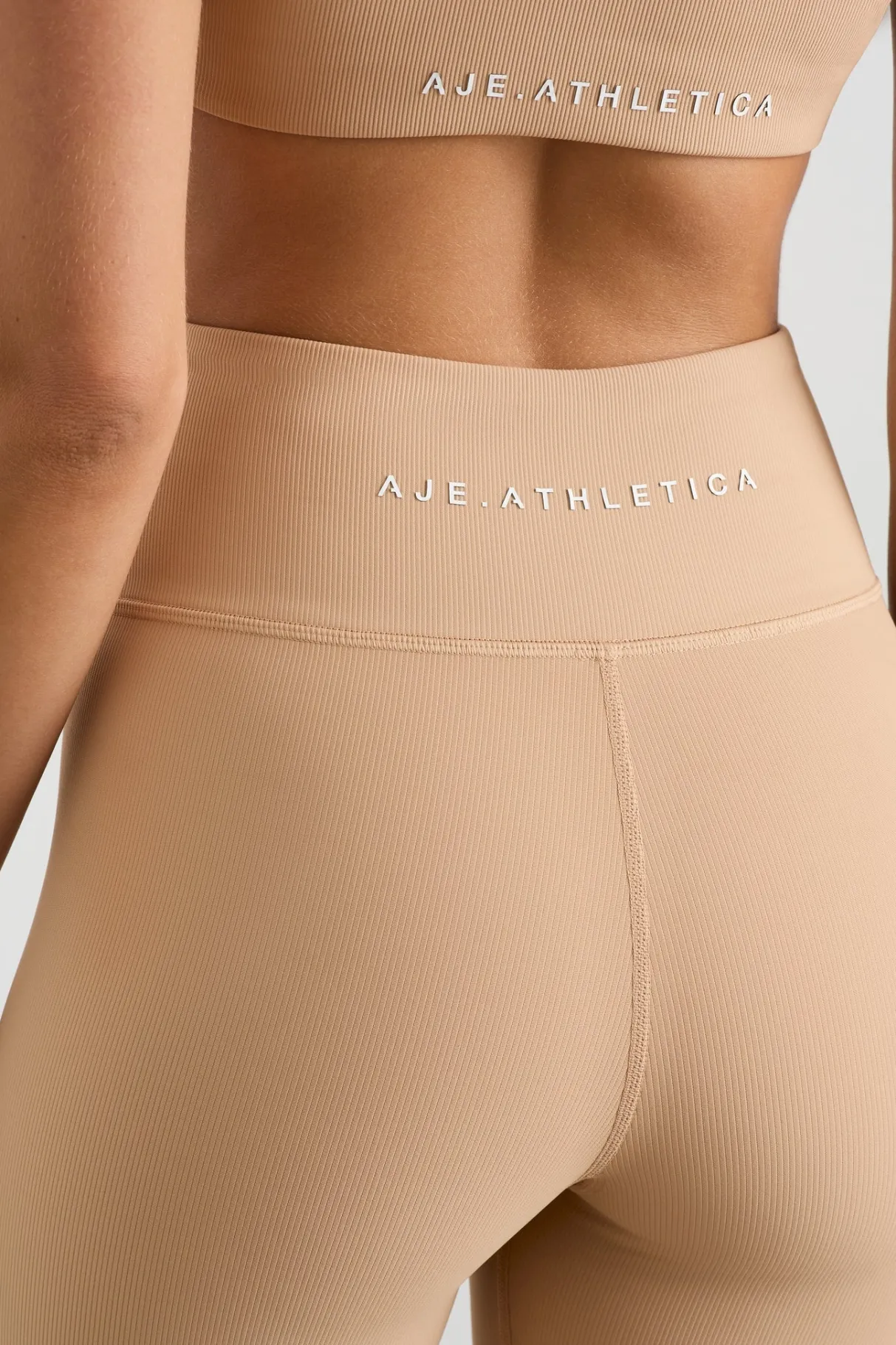 ribbed_mid_length_bike_short__3-1.webp Best Sale Aje ATHLETICA Ribbed Mid Length Bike Short 601 Natural Tan