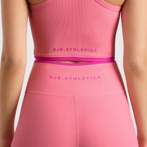 Sale Aje ATHLETICA Ribbed Mid Length Bike Short 601 Deep Blush