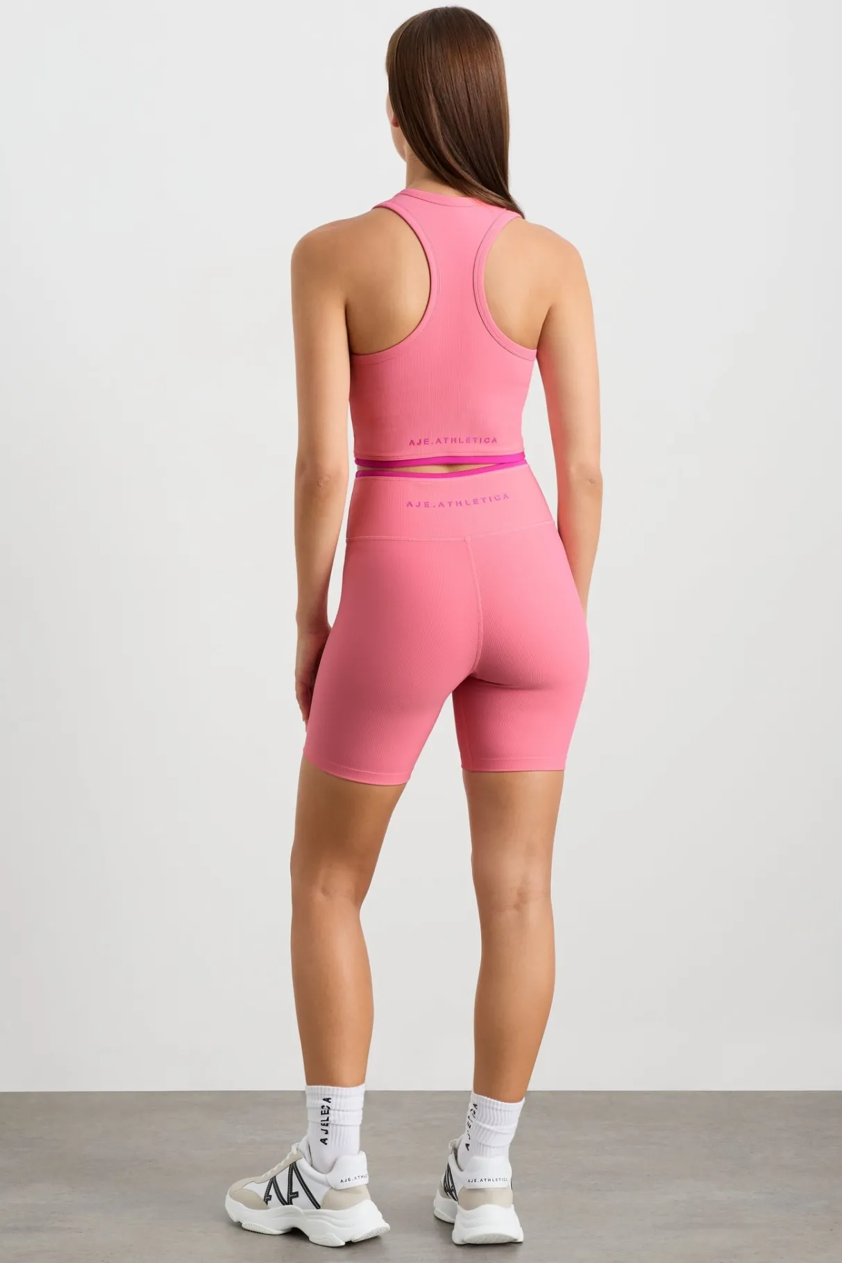 ribbed_mid_length_bike_short__4.webp Sale Aje ATHLETICA Ribbed Mid Length Bike Short 601 Deep Blush