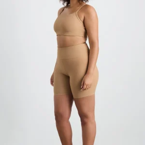 Best Sale Aje ATHLETICA Ribbed Mid Length Bike Short 601 Natural Tan
