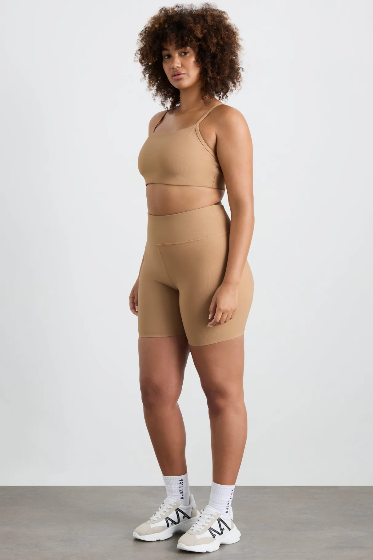 ribbed_mid_length_bike_short__9-1.webp Best Sale Aje ATHLETICA Ribbed Mid Length Bike Short 601 Natural Tan