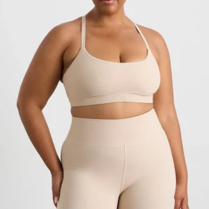 New Aje ATHLETICA Ribbed Sports Bra 376 Latte Beige