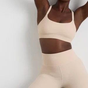 New Aje ATHLETICA Ribbed Sports Bra 376 Latte Beige