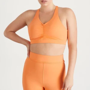 Clearance Aje ATHLETICA Ruched Crossback Bra 353 Soft Apricot