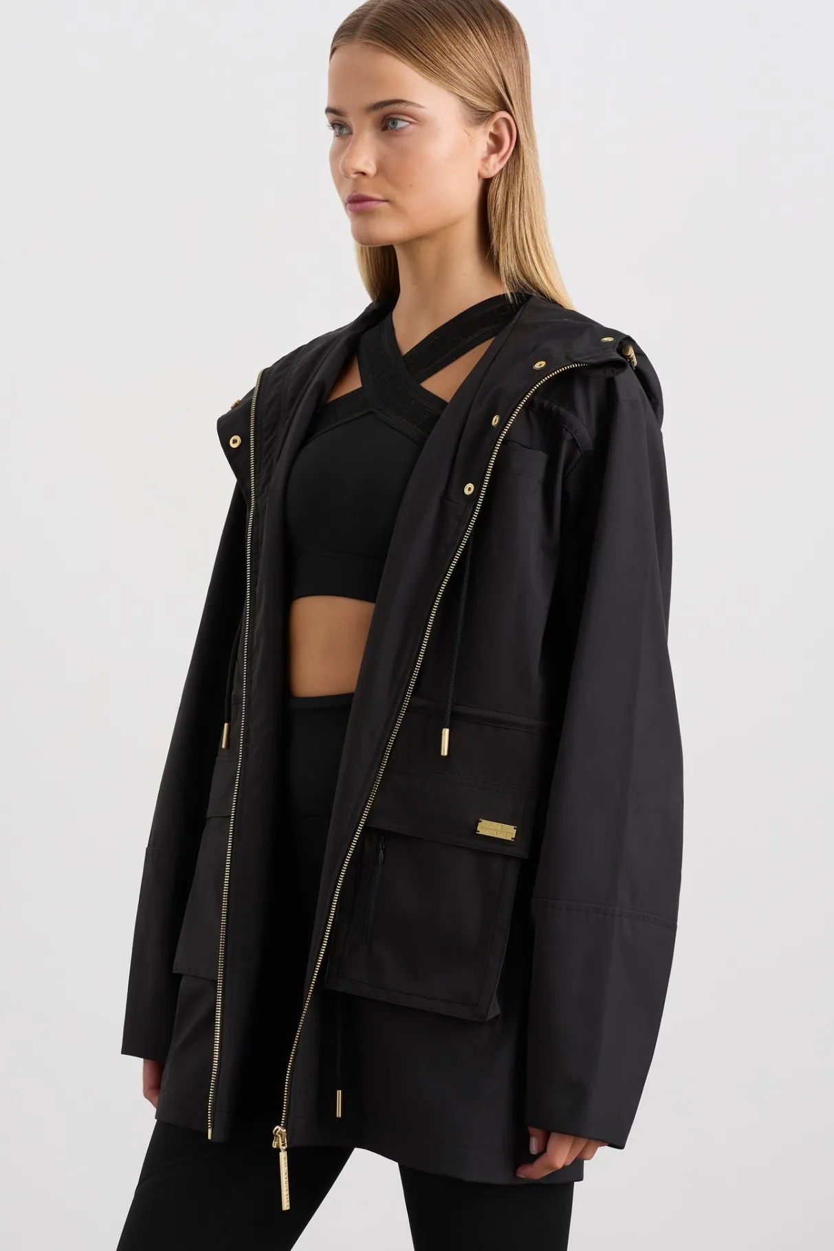 ruched_longline_parka__0.webp New Aje ATHLETICA Ruched Longline Parka 767 Black