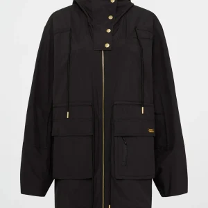 New Aje ATHLETICA Ruched Longline Parka 767 Black