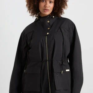New Aje ATHLETICA Ruched Longline Parka 767 Black
