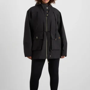 New Aje ATHLETICA Ruched Longline Parka 767 Black