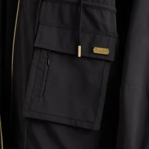 New Aje ATHLETICA Ruched Longline Parka 767 Black