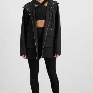 New Aje ATHLETICA Ruched Longline Parka 767 Black