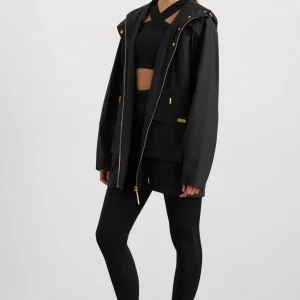 New Aje ATHLETICA Ruched Longline Parka 767 Black