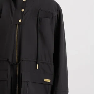 New Aje ATHLETICA Ruched Longline Parka 767 Black