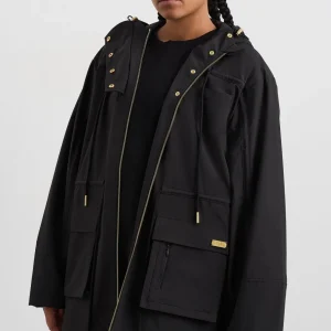 New Aje ATHLETICA Ruched Longline Parka 767 Black