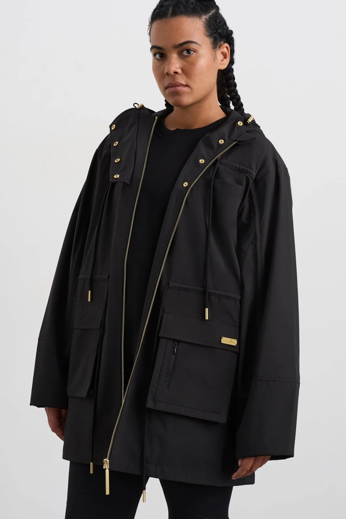 ruched_longline_parka__6.webp New Aje ATHLETICA Ruched Longline Parka 767 Black