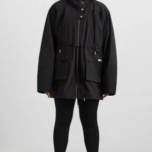 New Aje ATHLETICA Ruched Longline Parka 767 Black