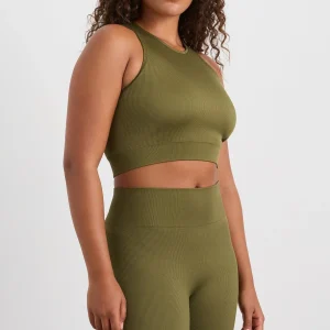 Online Aje ATHLETICA Seamless Crop Tank 148 Deep Khaki