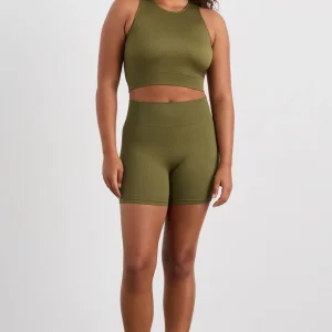 Online Aje ATHLETICA Seamless Crop Tank 148 Deep Khaki